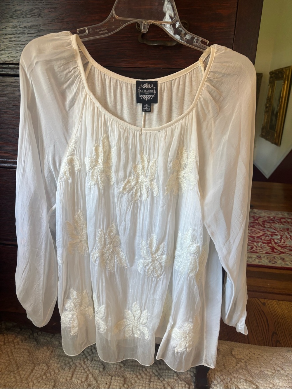 White Embroidered Peasant Blouse - Made in Italy